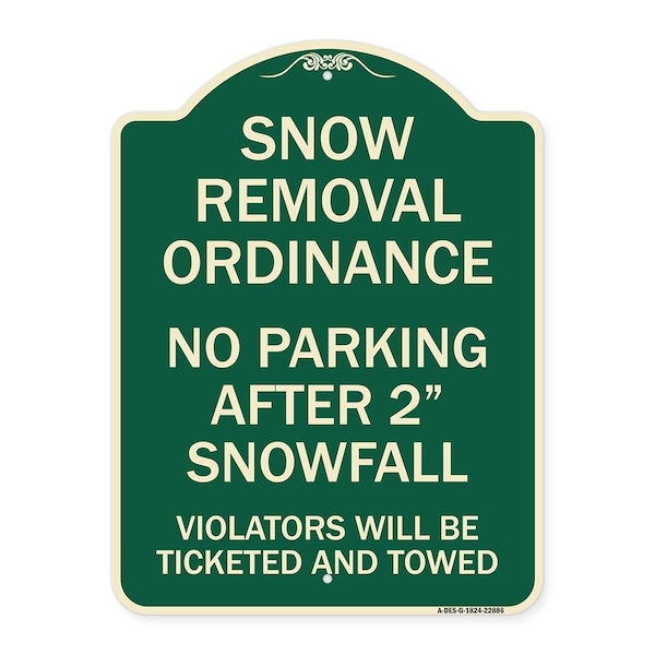 Signmission Snow Removal Ordinance No Parking After 2 Snowfall Heavy-Gauge Alum Sign, 24" x 18", G-1824-22886 A-DES-G-1824-22886 - main